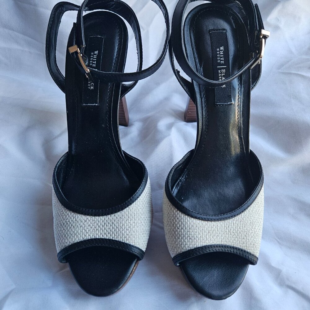 White House Black Market Celina 4.5”Heel Textured Open Toe Platform Sandal 8M - Picture 2 of 11
